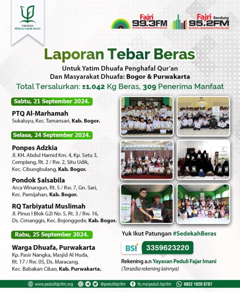 Laporan Tebar Beras - www.pedulifajrifm.org